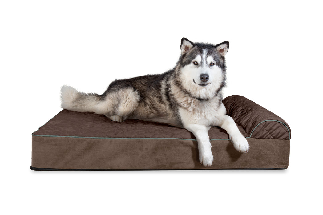 Goliath Chaise Lounge Dog Bed - Quilted Faux Fur & Velvet